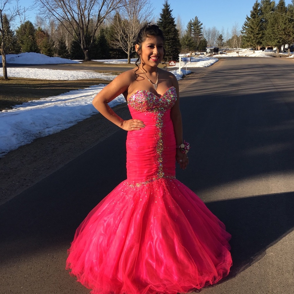 Hot pink mermaid prom dress Jovani
